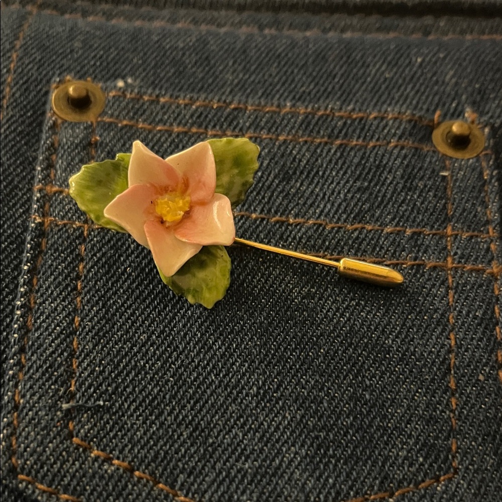 Charming Pink and Green Floral Brooch